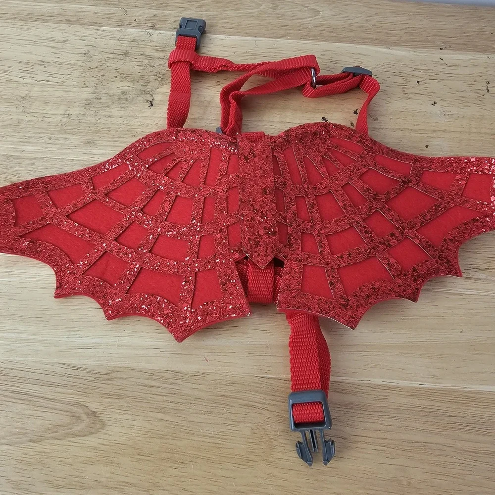 Dog Walk‎ Harness Red Sparkly Glittery Devil Costume Sized Small Halloween